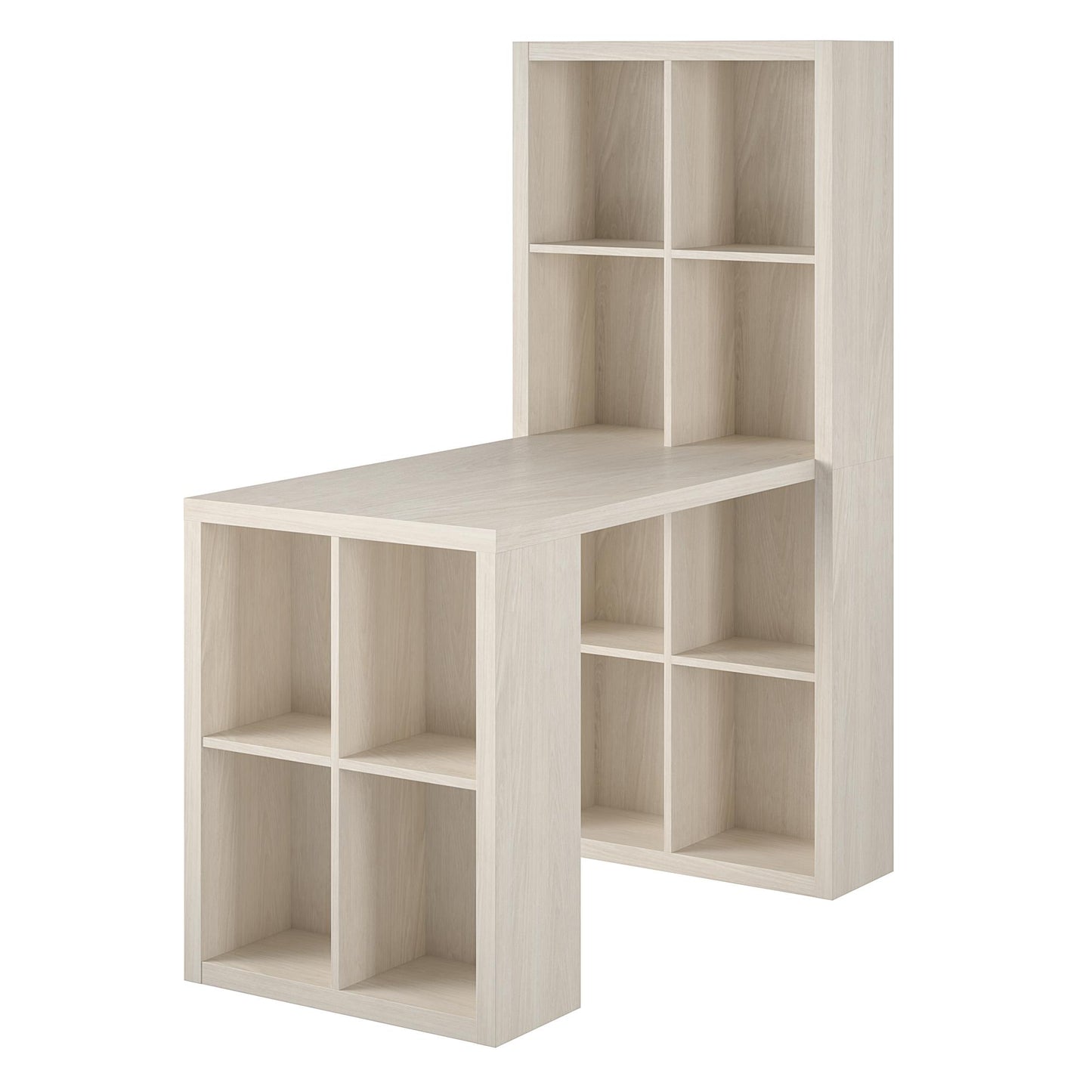 London Hobby Bookcase and Crafting Desk with Cubbies - Ivory Oak