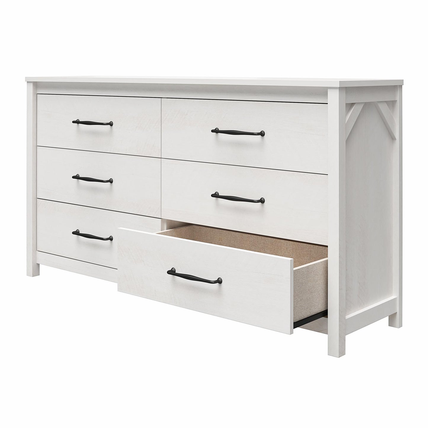 Augusta 6 Drawer Wide Dresser with Easy SwitchLock™ Assembly, Ivory Oak - Ivory Oak