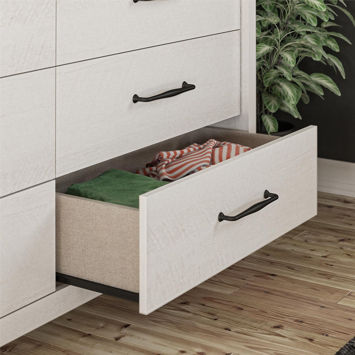 Augusta 6 Drawer Wide Dresser with Easy SwitchLock™ Assembly, Ivory Oak - Ivory Oak