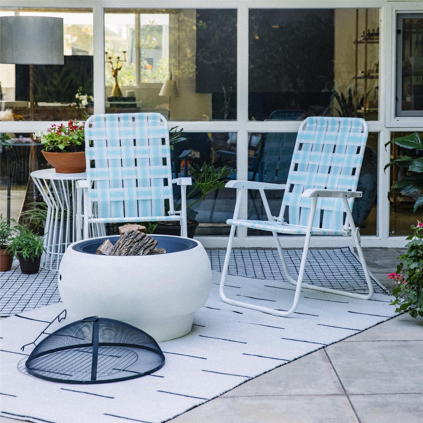 Novogratz Poolside Gossip, Priscilla Folding Chairs, 2-Pack, Aqua Haze - Aqua Haze - 2-Pack