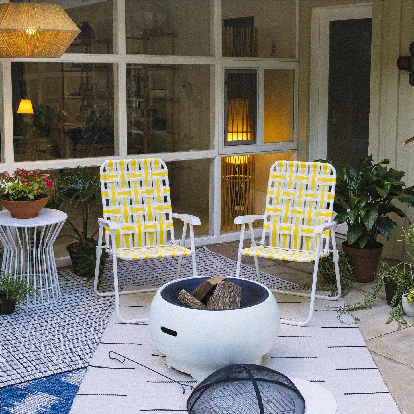 Novogratz Poolside Gossip, Priscilla Folding Chairs, 2-Pack, Yellow - Yellow - 2-Pack