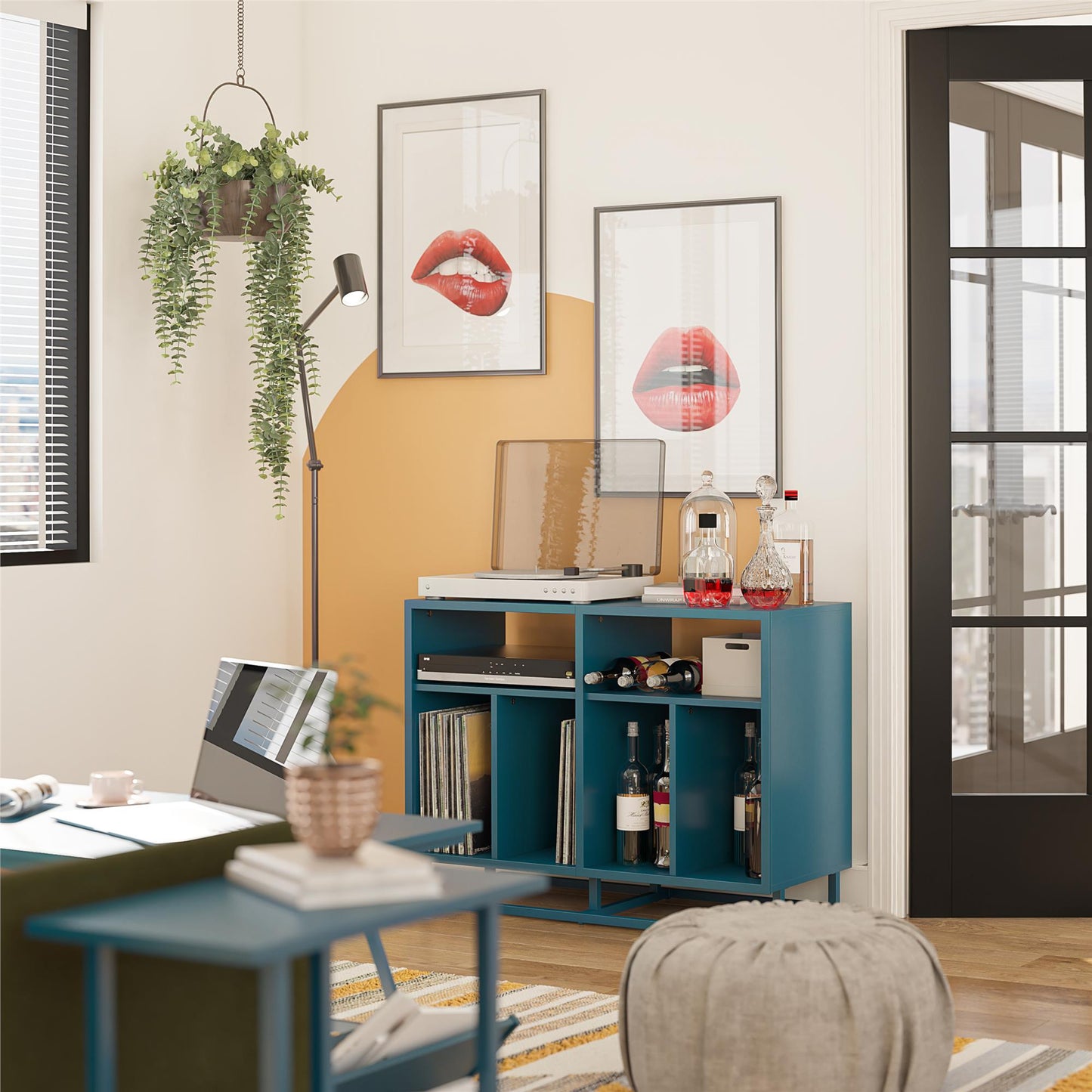 Regal Double Wide Record Station, Blue - Blue