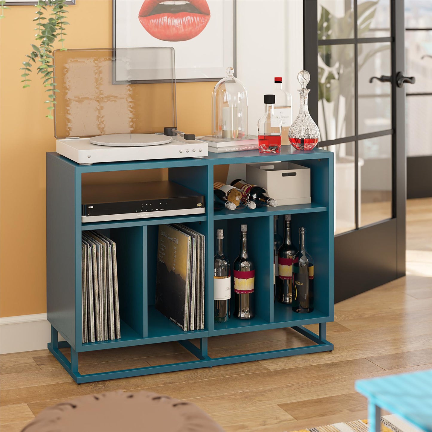 Regal Double Wide Record Station, Blue - Blue