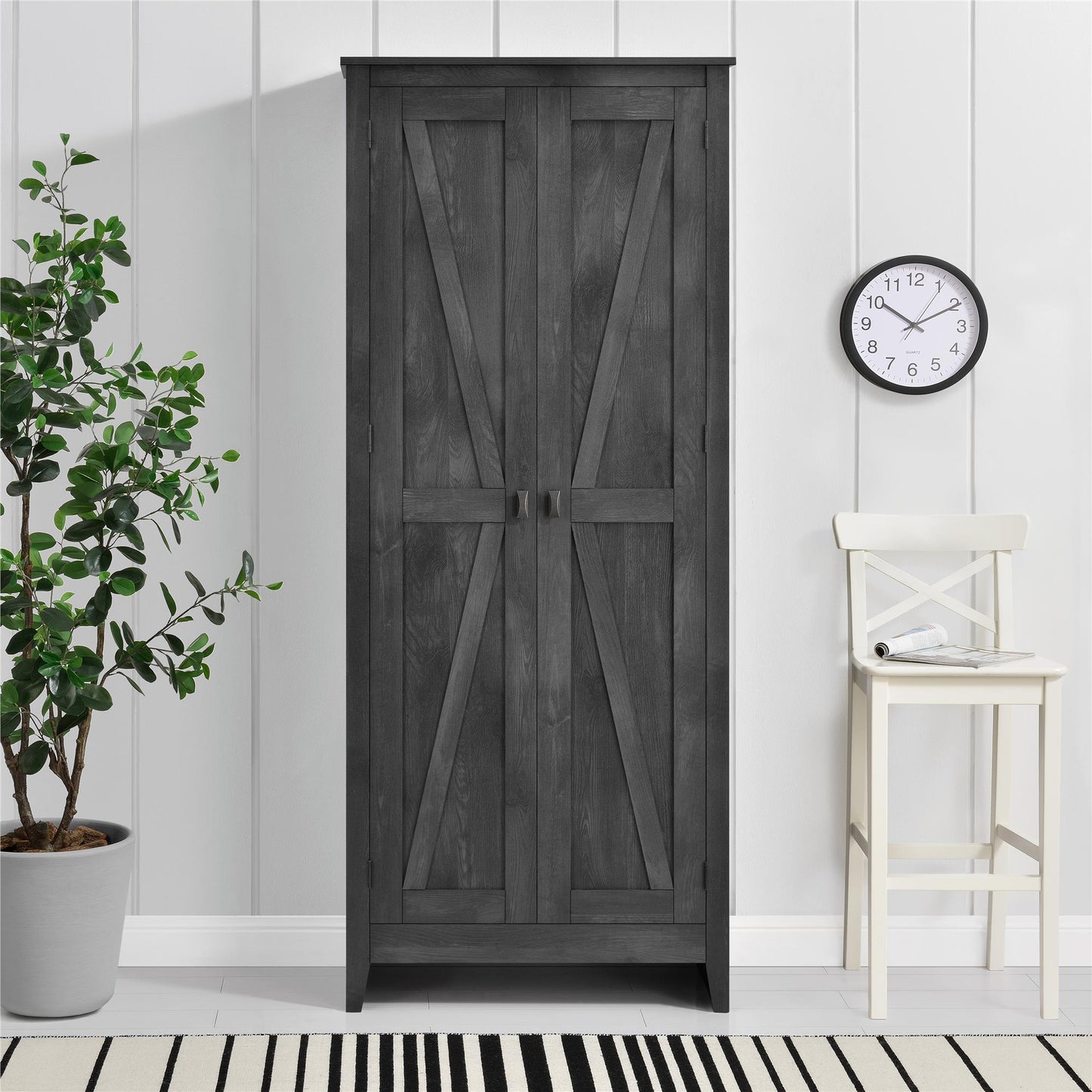 Farmington Rustic Farmhouse 31.5 Inch Wide Storage Cabinet - Rustic Gray