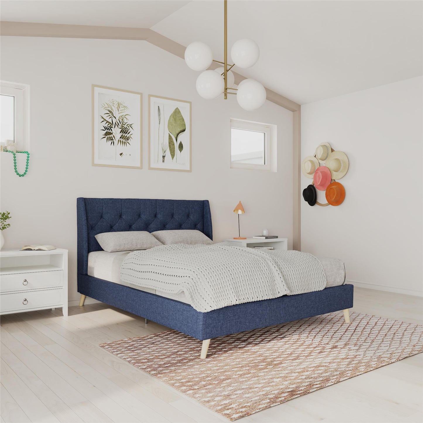 Her Majesty Bed - Grey Linen - Queen