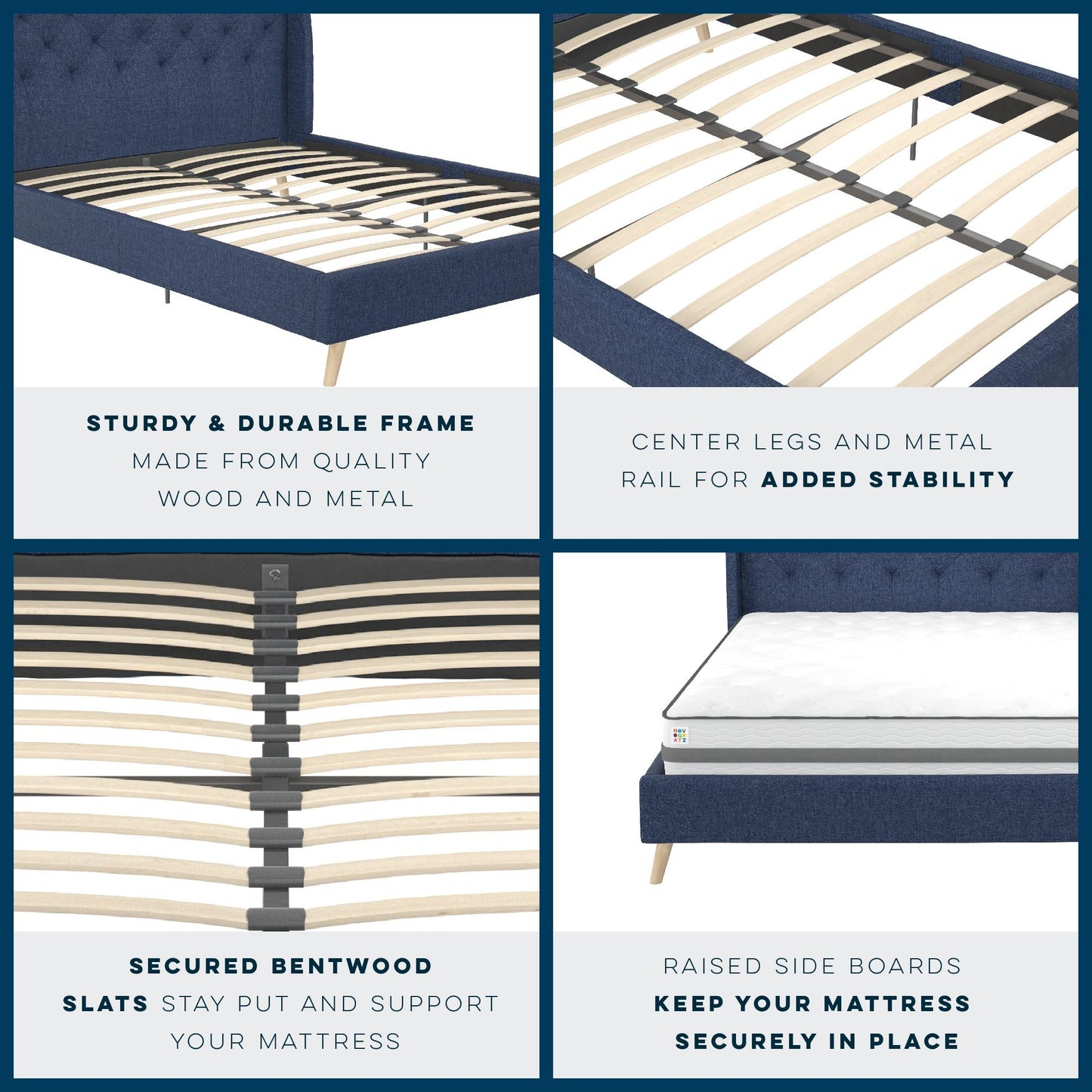 Her Majesty Bed - Blue Linen - Full
