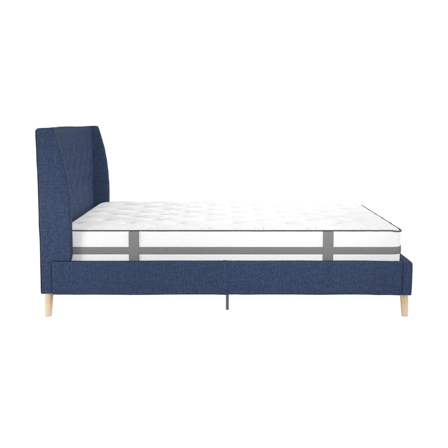 Her Majesty Bed - Blue Linen - Queen