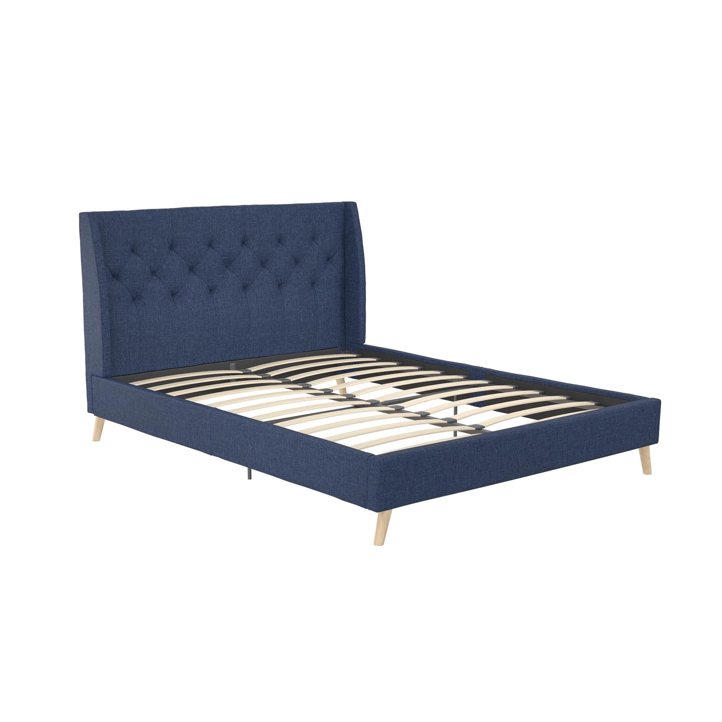 Her Majesty Bed - Blue Linen - Queen