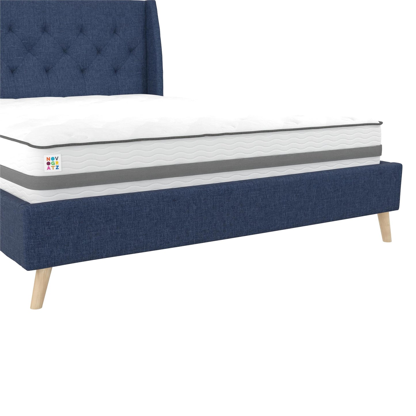 Her Majesty Bed - Blue Linen - Queen