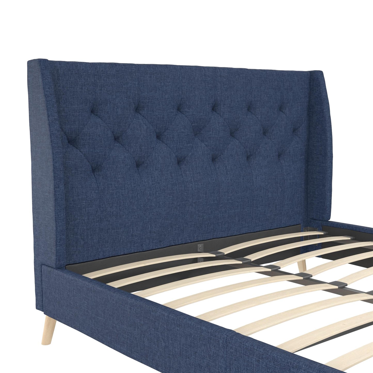 Her Majesty Bed - Blue Linen - Queen