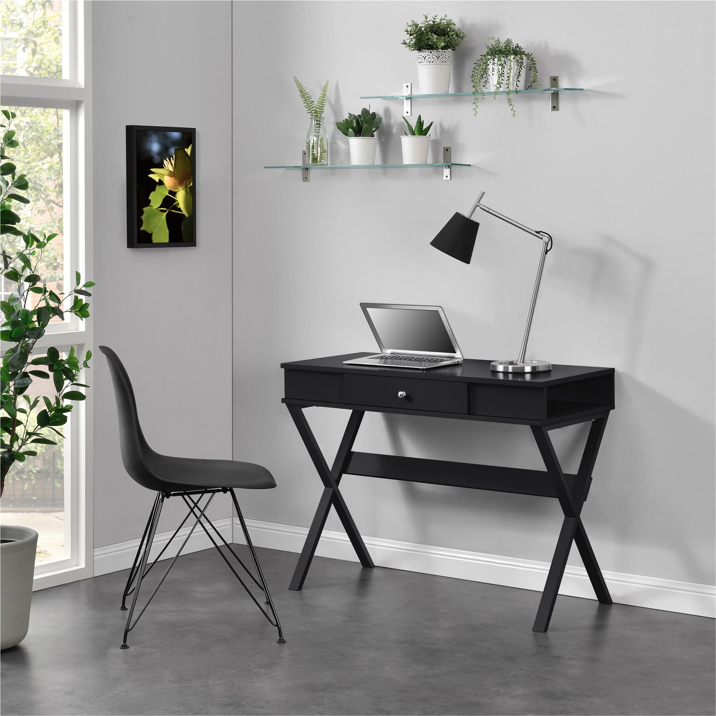 Paxton Campaign Computer Desk, Black - Black
