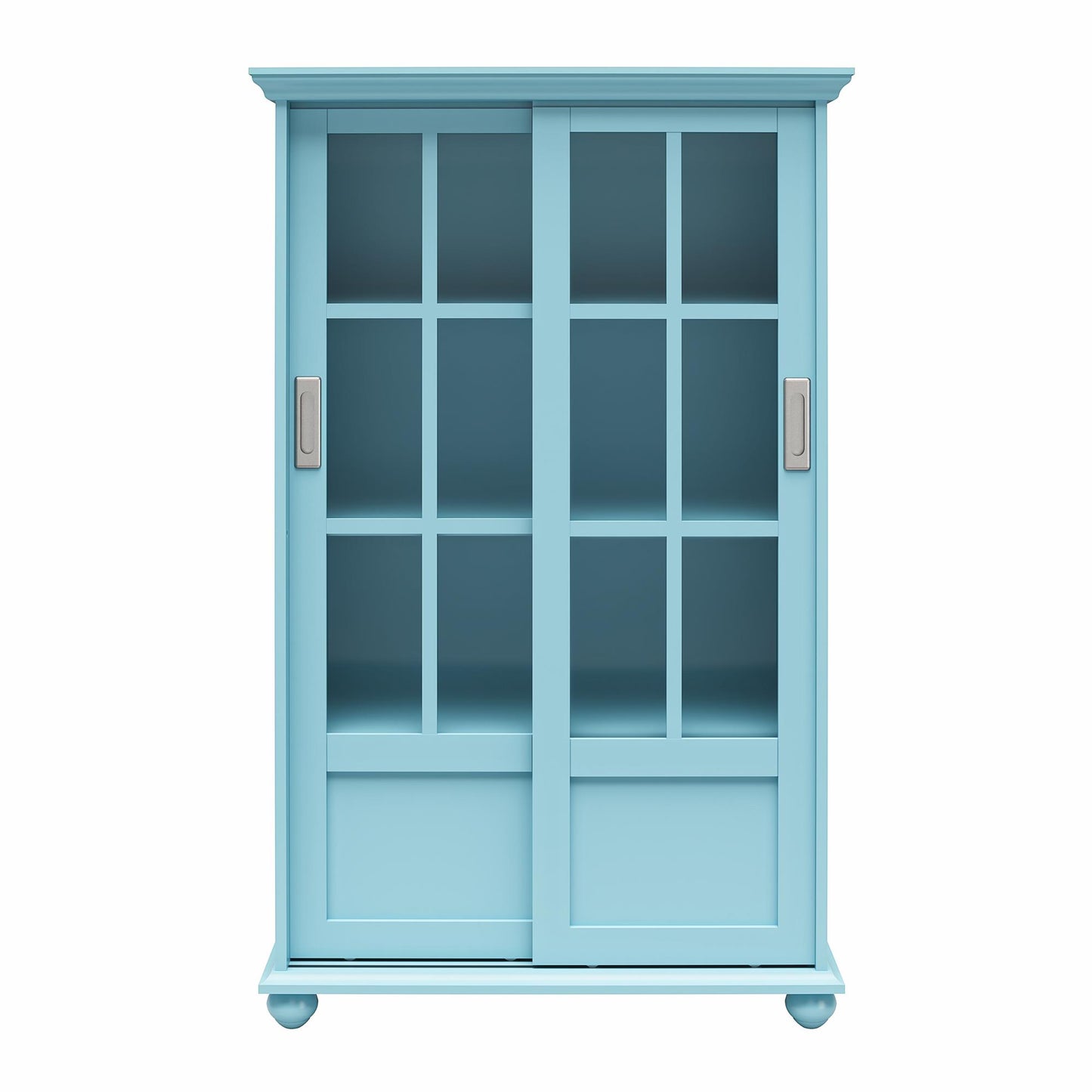 Aaron Lane Tall Bookcase with 2 Sliding Glass Doors - Sea Blue