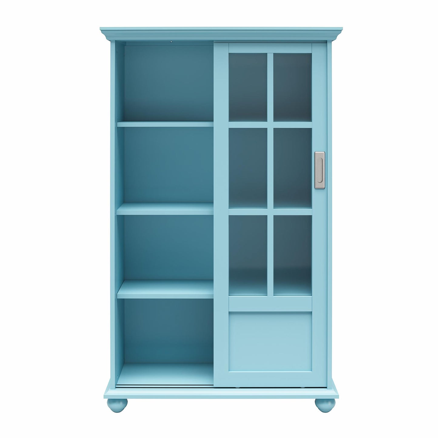 Aaron Lane Tall Bookcase with 2 Sliding Glass Doors - Sea Blue