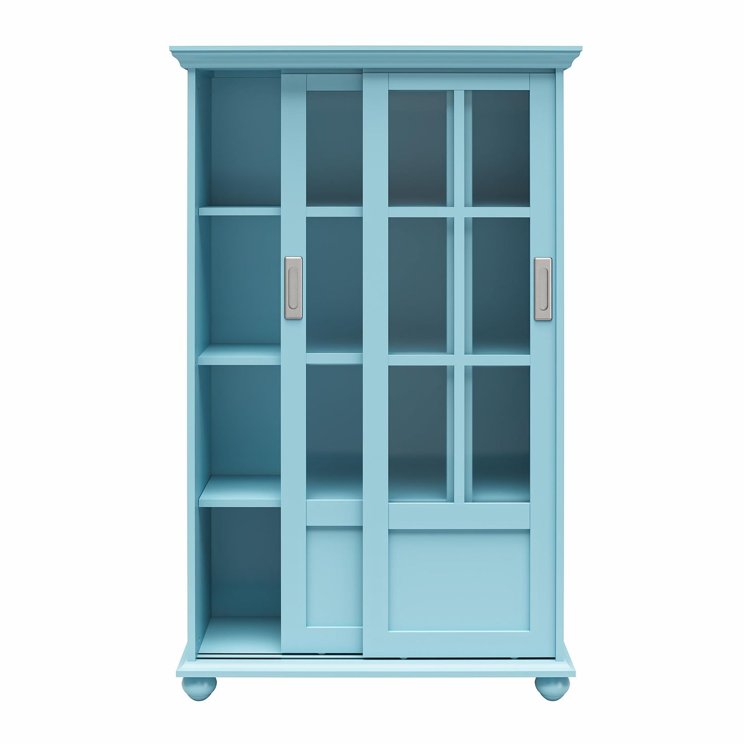 Aaron Lane Tall Bookcase with 2 Sliding Glass Doors - Sea Blue