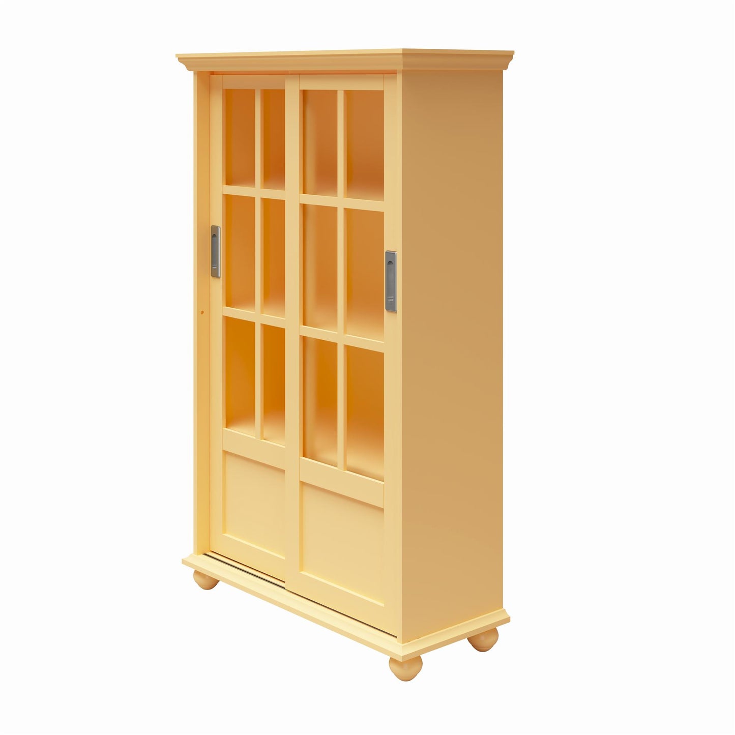Aaron Lane Tall Bookcase with 2 Sliding Glass Doors - Sunlight Yellow