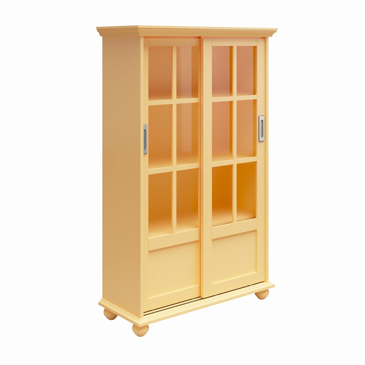 Aaron Lane Tall Bookcase with 2 Sliding Glass Doors - Sunlight Yellow
