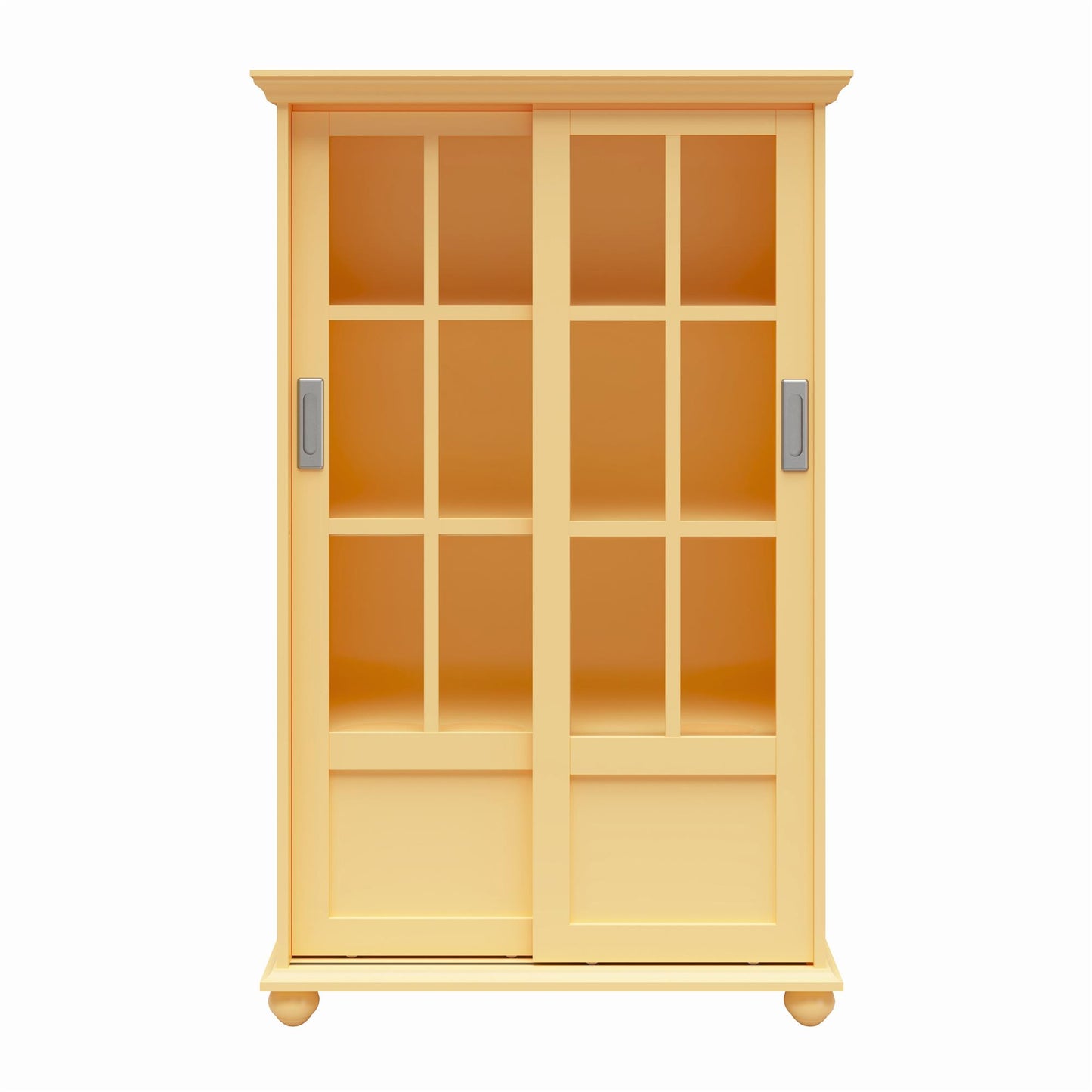 Aaron Lane Tall Bookcase with 2 Sliding Glass Doors - Sunlight Yellow
