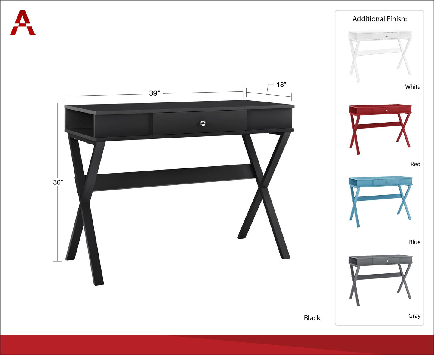 Paxton Campaign Computer Desk, Black - Black