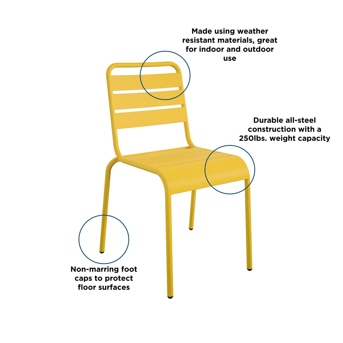 Poolside Gossip June Outdoor/Indoor Stacking Dining Chairs Set - Yellow - 2-Pack