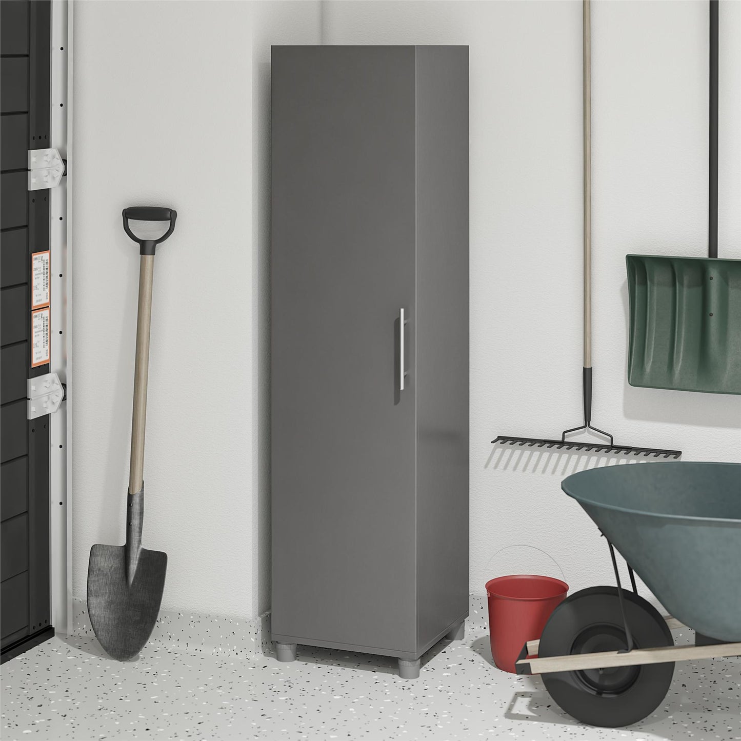 Camberly 60" Tall Storage Cabinet with 4 Shelves and Adjustable Feet - Graphite Grey