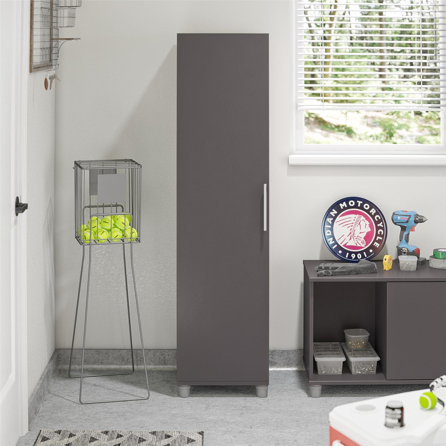 Camberly 60" Tall Storage Cabinet with 4 Shelves and Adjustable Feet - Graphite Grey