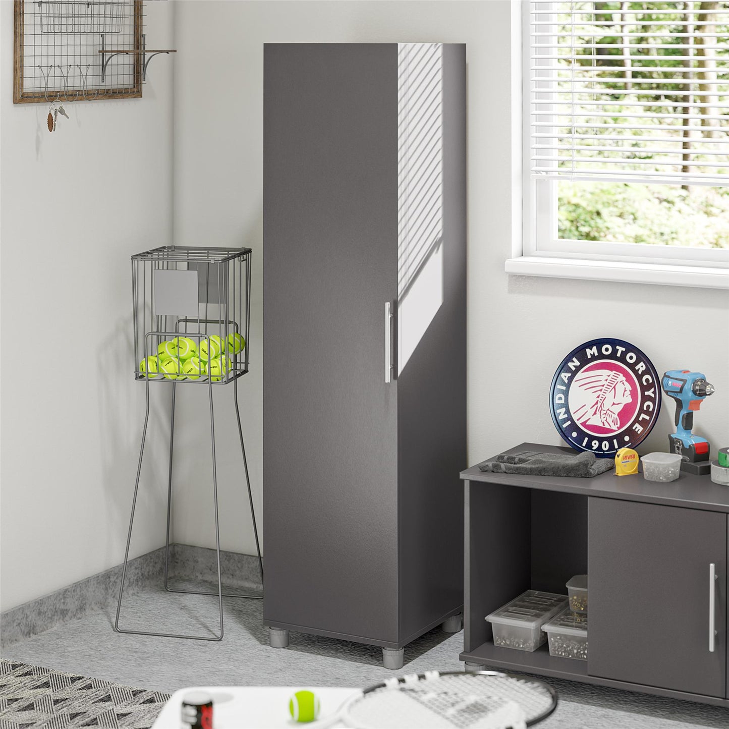 Camberly 60" Tall Storage Cabinet with 4 Shelves and Adjustable Feet - Graphite Grey