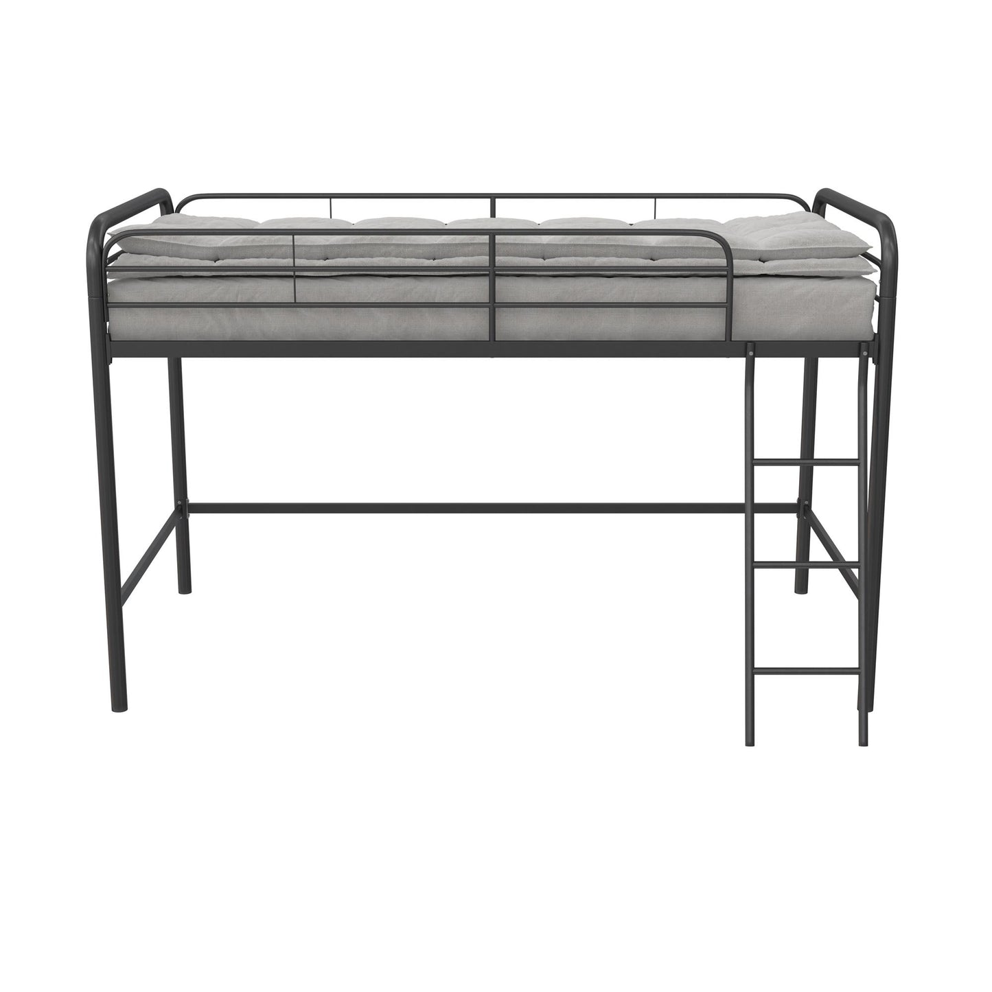 Jett Junior Loft Bed with Metal Frame and Built-In Ladder - Black - Twin