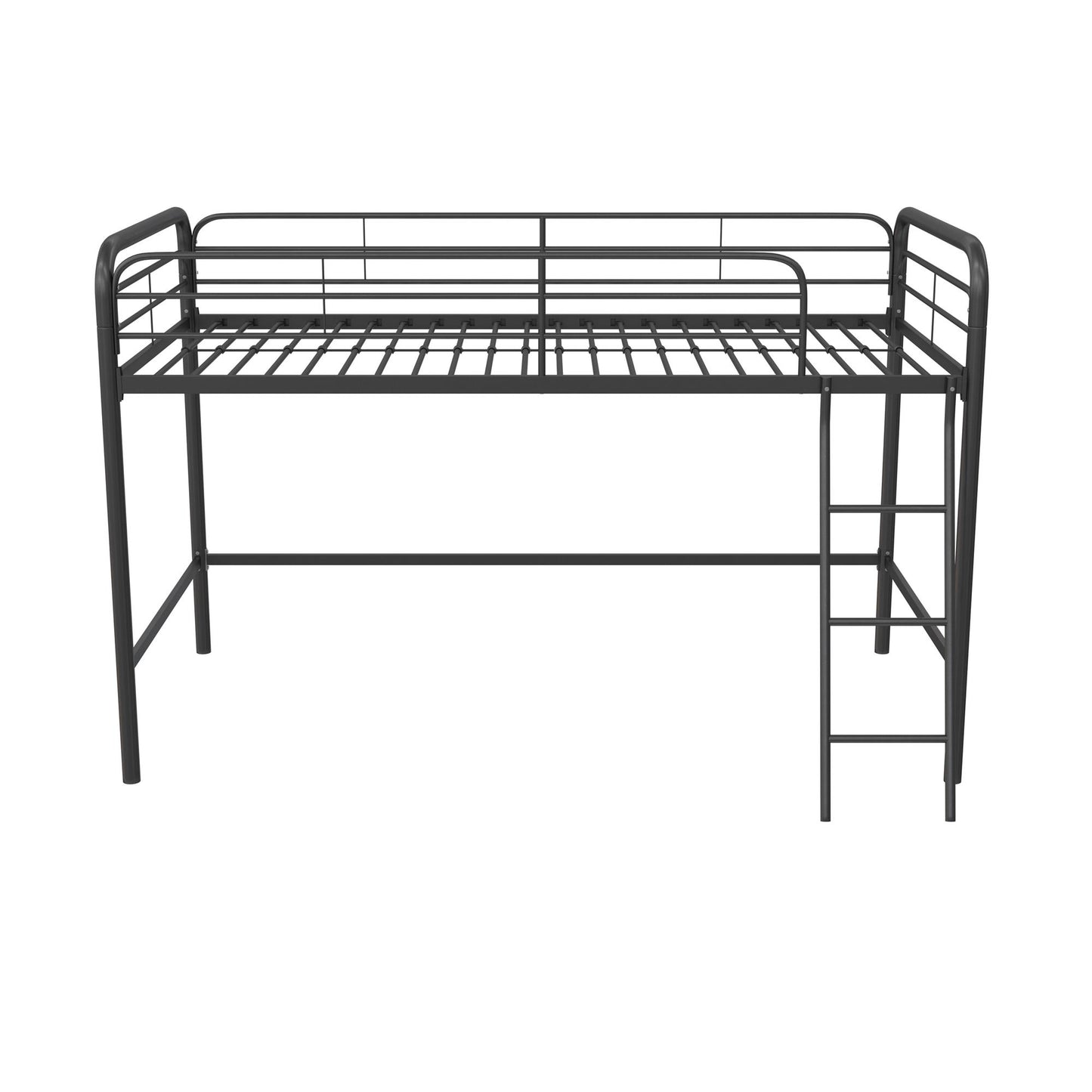 Jett Junior Loft Bed with Metal Frame and Built-In Ladder - Black - Twin