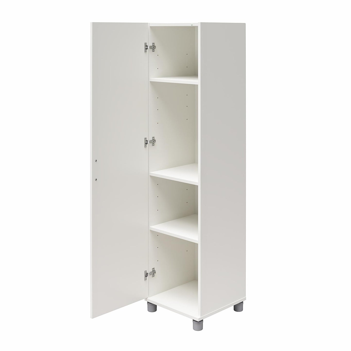 Basin 60" Tall Storage Cabinet with 4 Shelves and Adjustable Feet - White