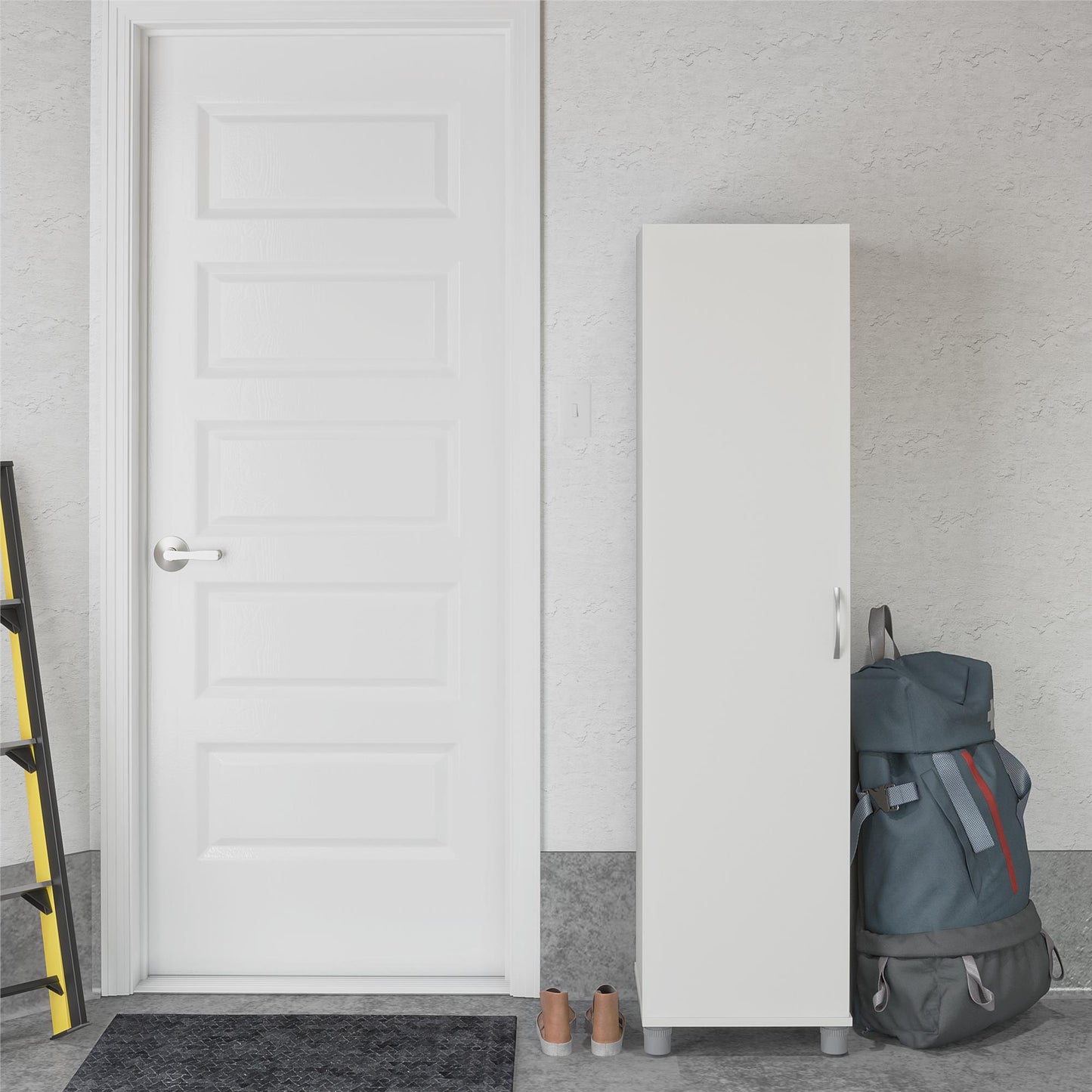 Basin 60" Tall Storage Cabinet with 4 Shelves and Adjustable Feet - White