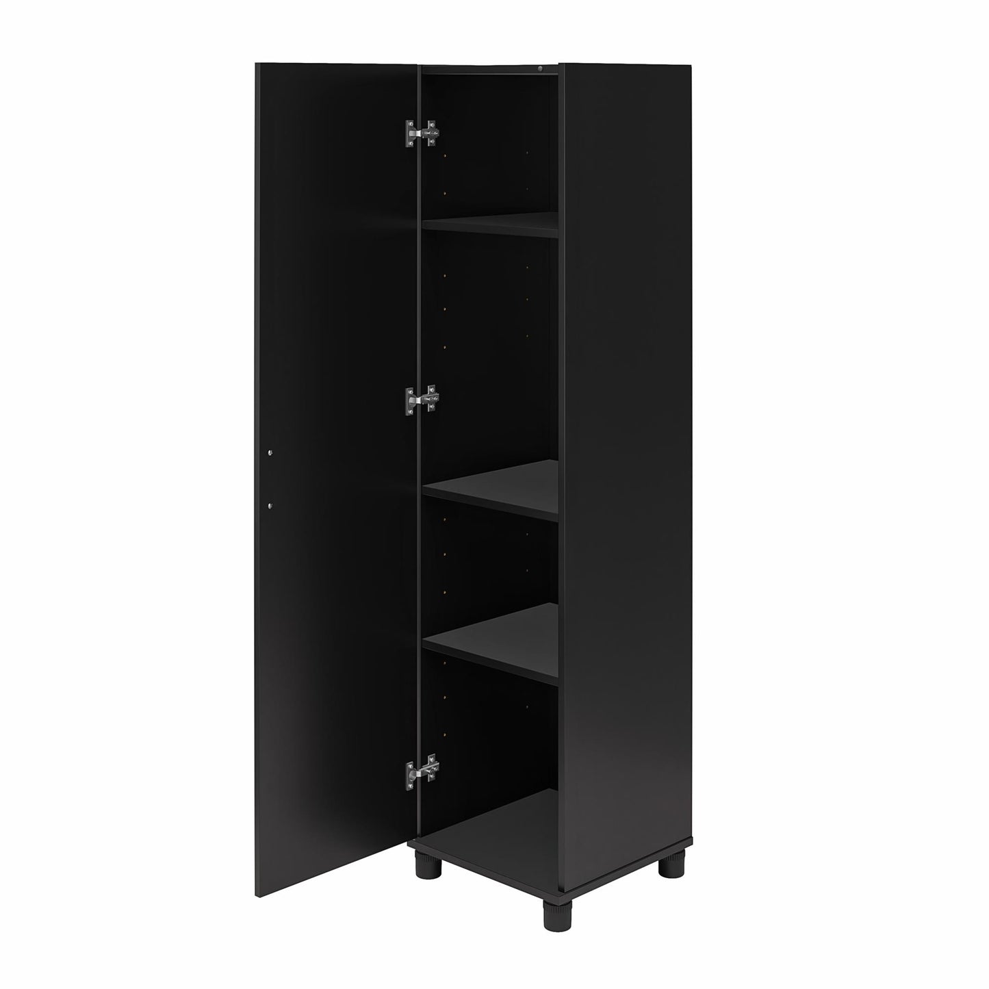 Basin 60" Tall Storage Cabinet with 4 Shelves and Adjustable Feet - Black
