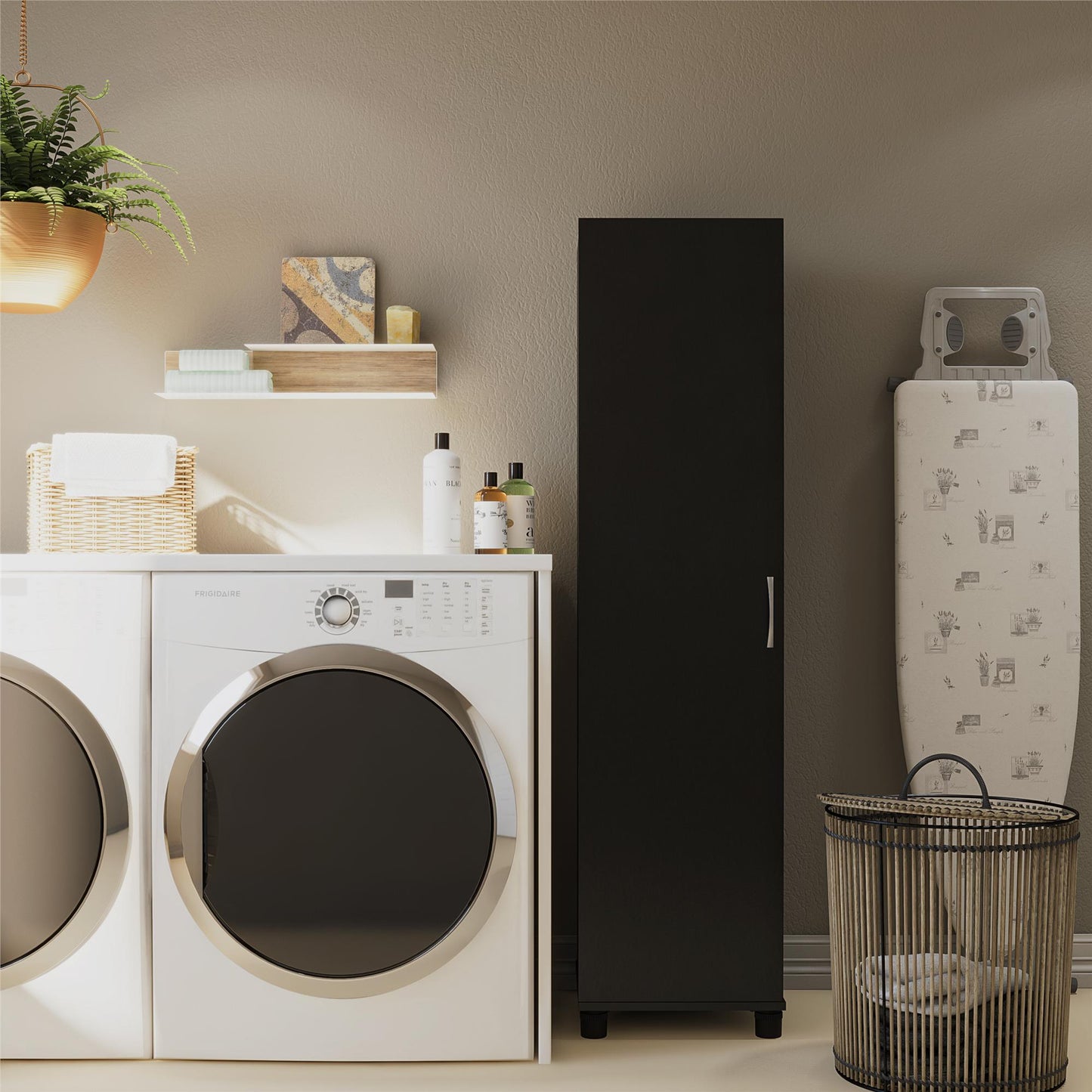 Basin 60" Tall Storage Cabinet with 4 Shelves and Adjustable Feet - Black