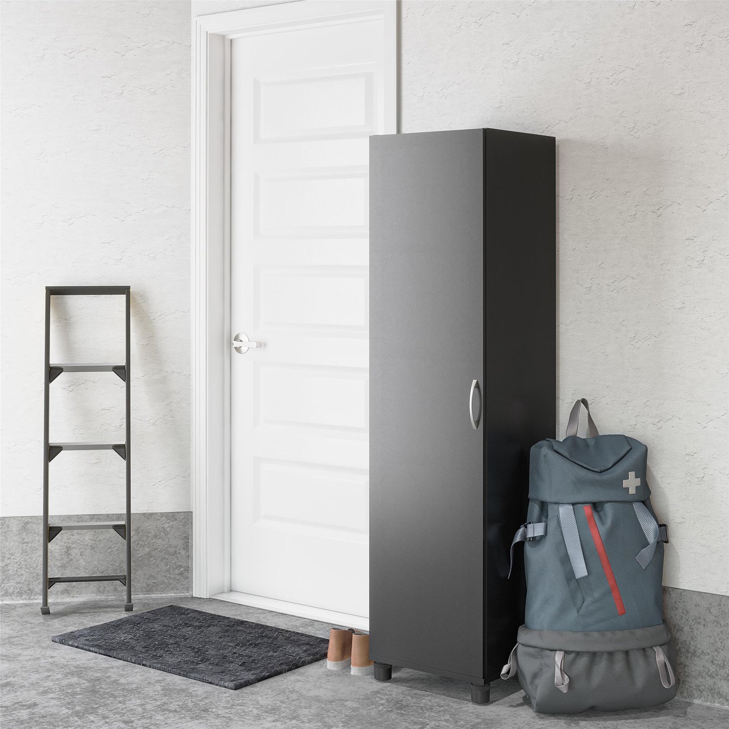 Basin 60" Tall Storage Cabinet with 4 Shelves and Adjustable Feet - Black