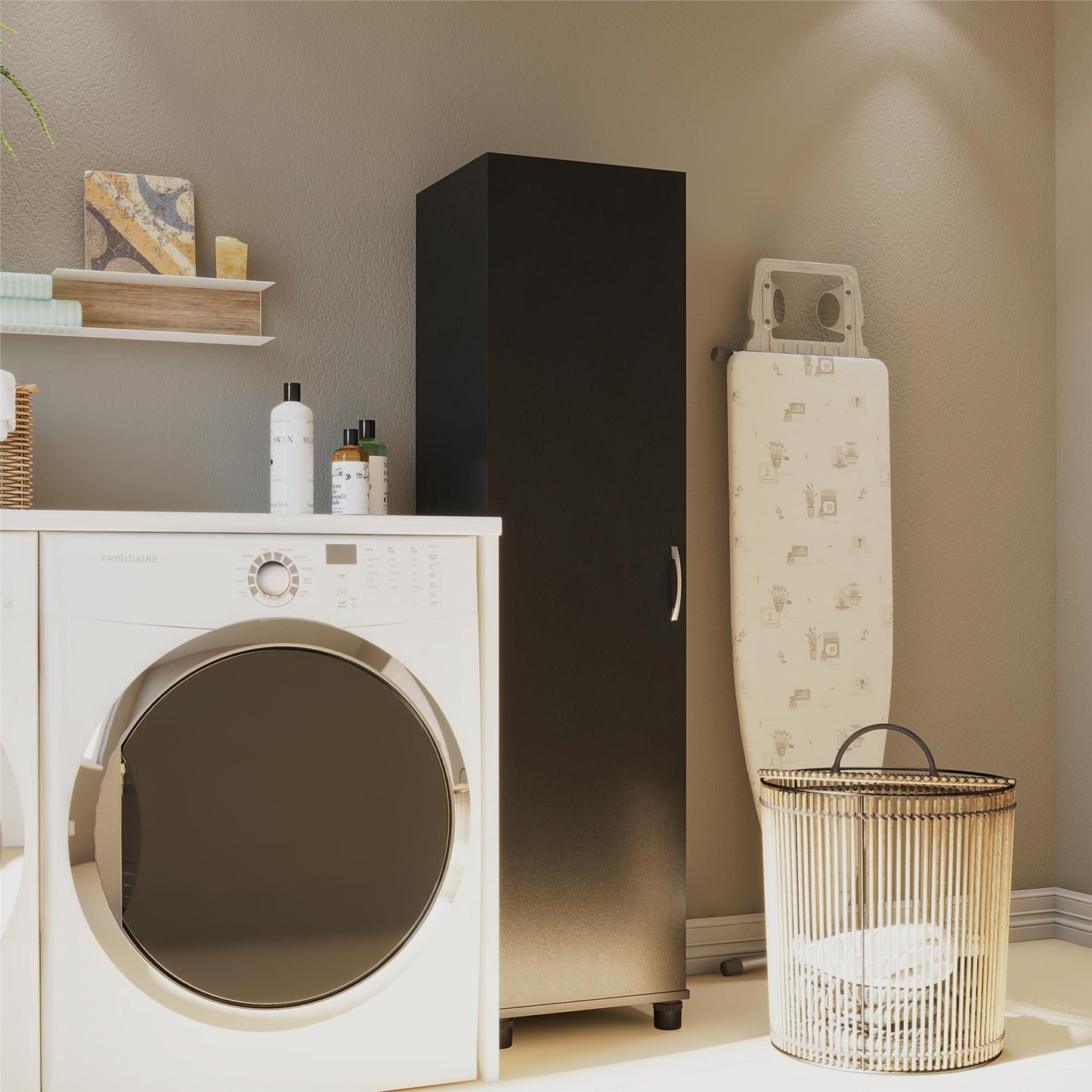 Basin 60" Tall Storage Cabinet with 4 Shelves and Adjustable Feet - Black