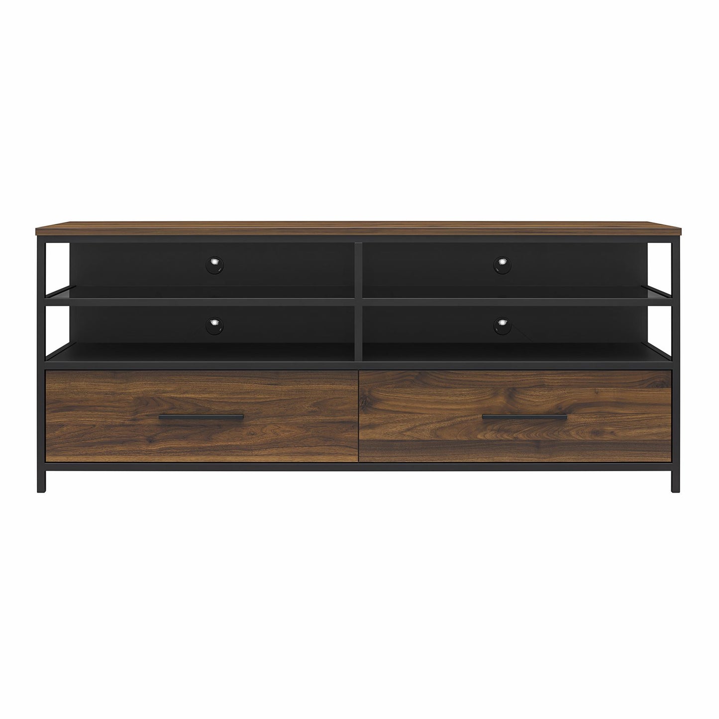 Structure Mixed Media TV Stand with 4 Shelves and 2 Drawers for TVs up to 60 Inches - Columbia Walnut