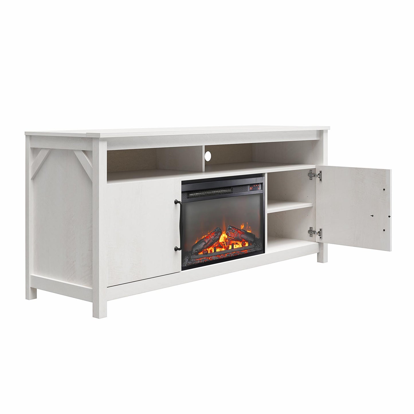 Augusta Electric Fireplace and TV Console for TVs up to 65 Inches - Ivory Oak