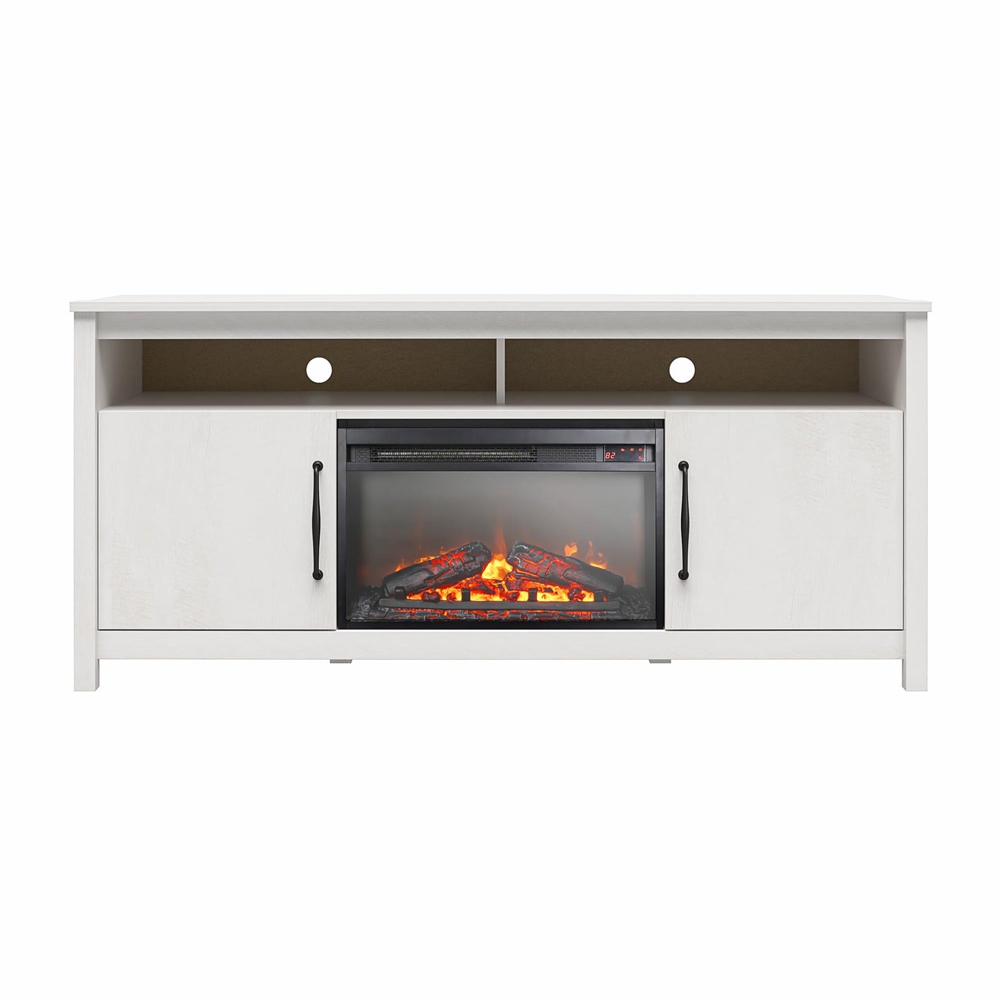 Augusta Electric Fireplace and TV Console for TVs up to 65 Inches - Ivory Oak