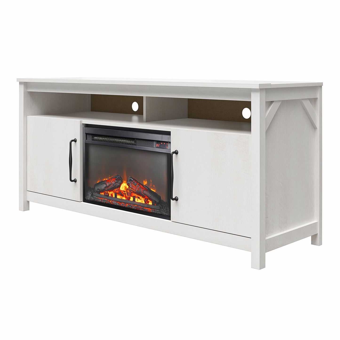Augusta Electric Fireplace and TV Console for TVs up to 65 Inches - Ivory Oak