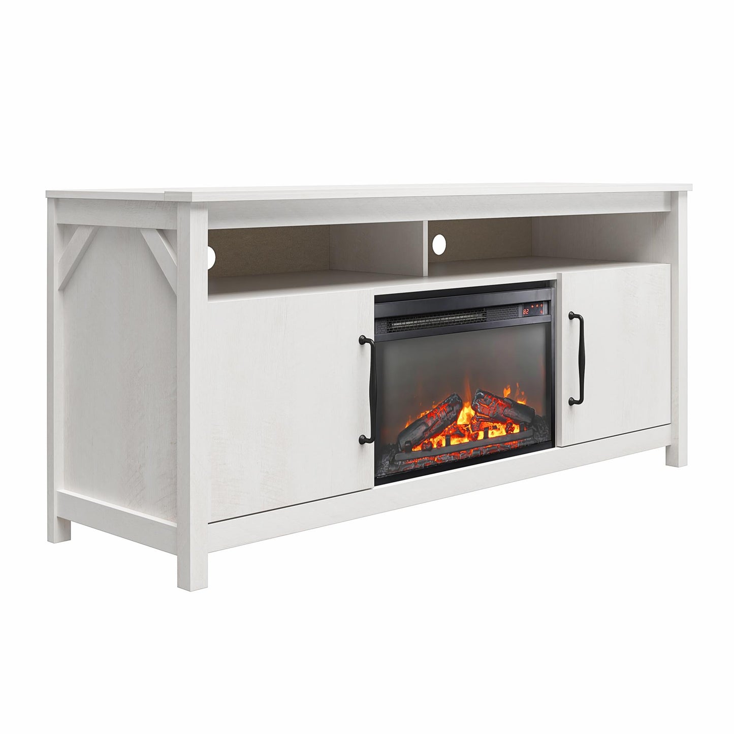 Augusta Electric Fireplace and TV Console for TVs up to 65 Inches - Ivory Oak
