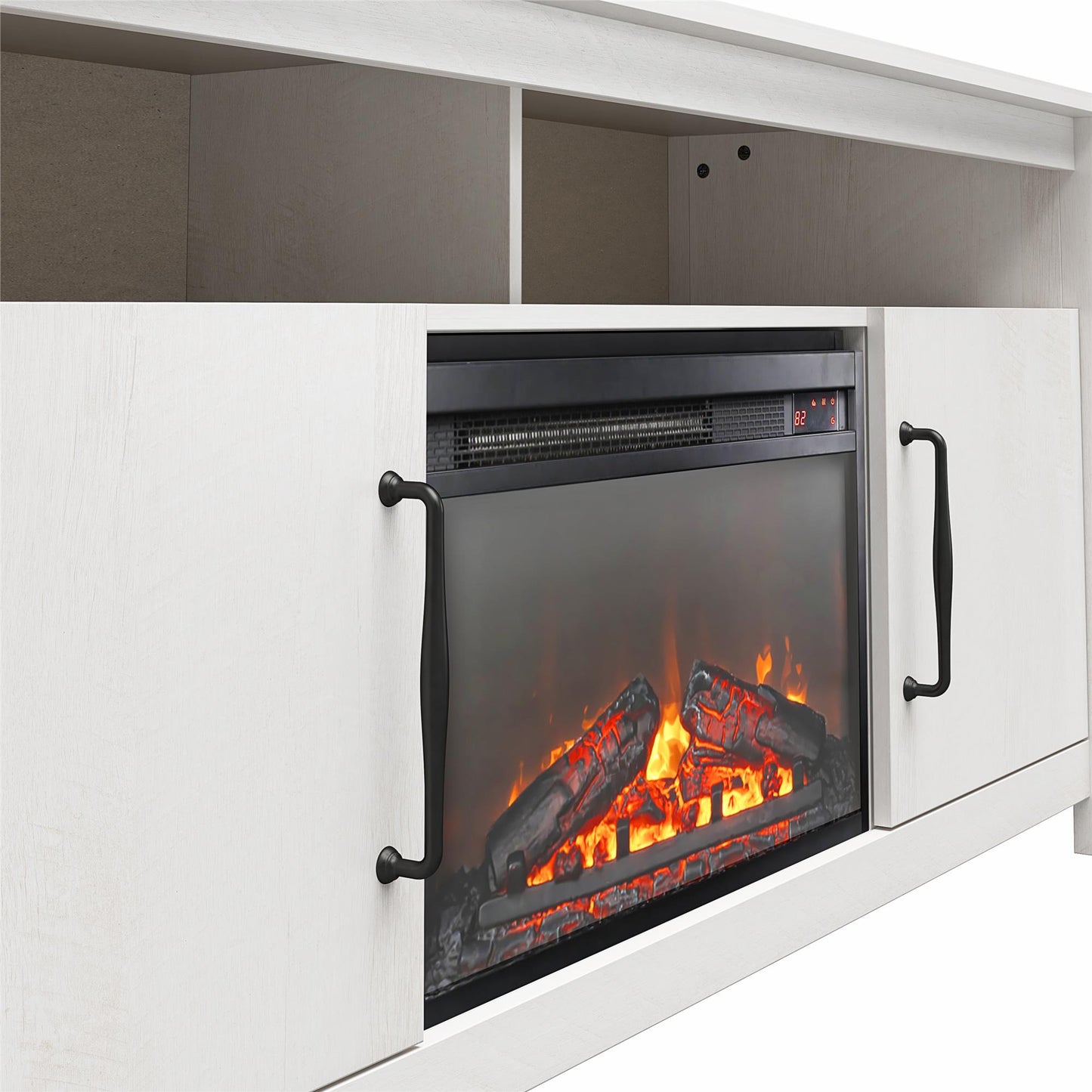 Augusta Electric Fireplace and TV Console for TVs up to 65 Inches - Ivory Oak