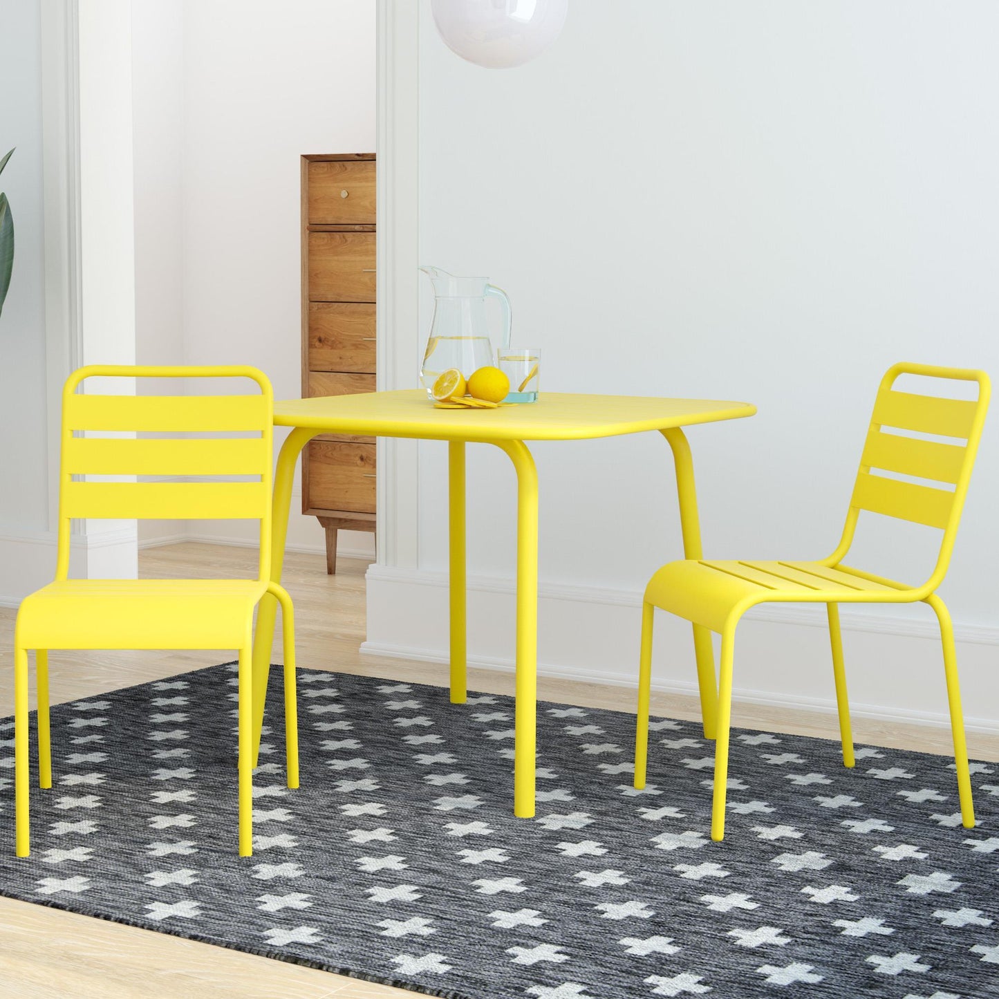 Poolside Gossip June Outdoor/Indoor Stacking Dining Chairs Set - Yellow - 2-Pack