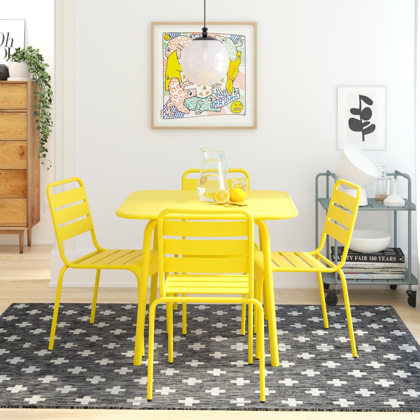 Poolside Gossip June Outdoor/Indoor Stacking Dining Chairs Set - Yellow - 2-Pack