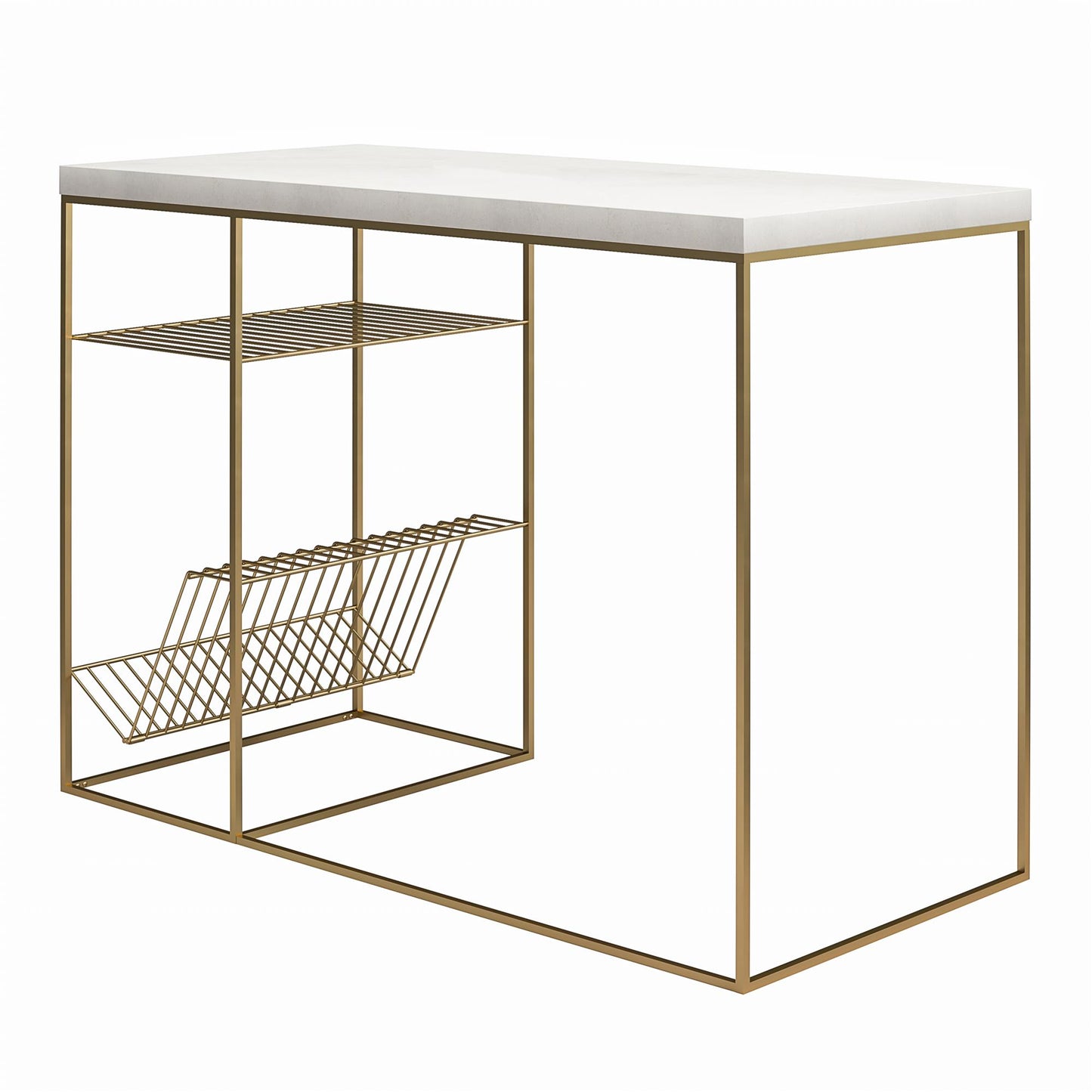 Neely Desk Mixed Media with Flat and Angled Shelves - Plaster