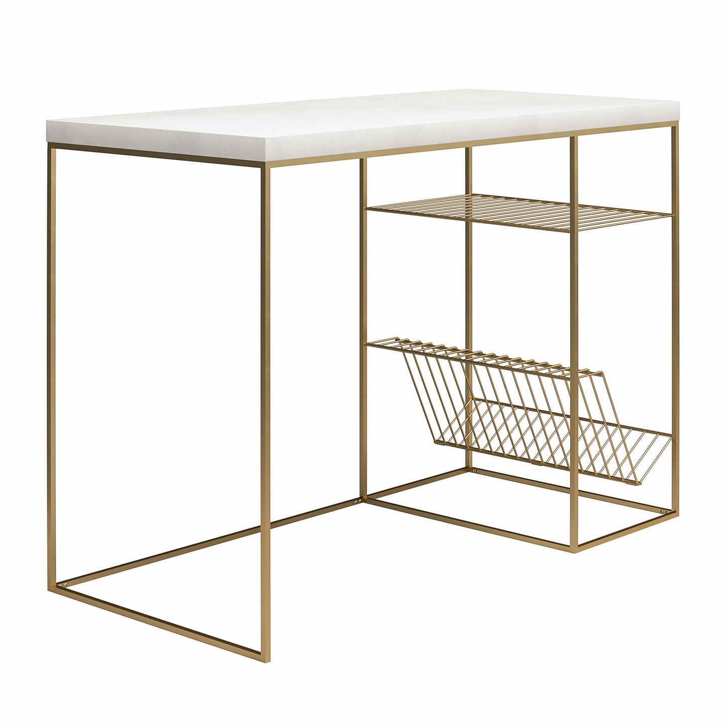 Neely Desk Mixed Media with Flat and Angled Shelves - Plaster