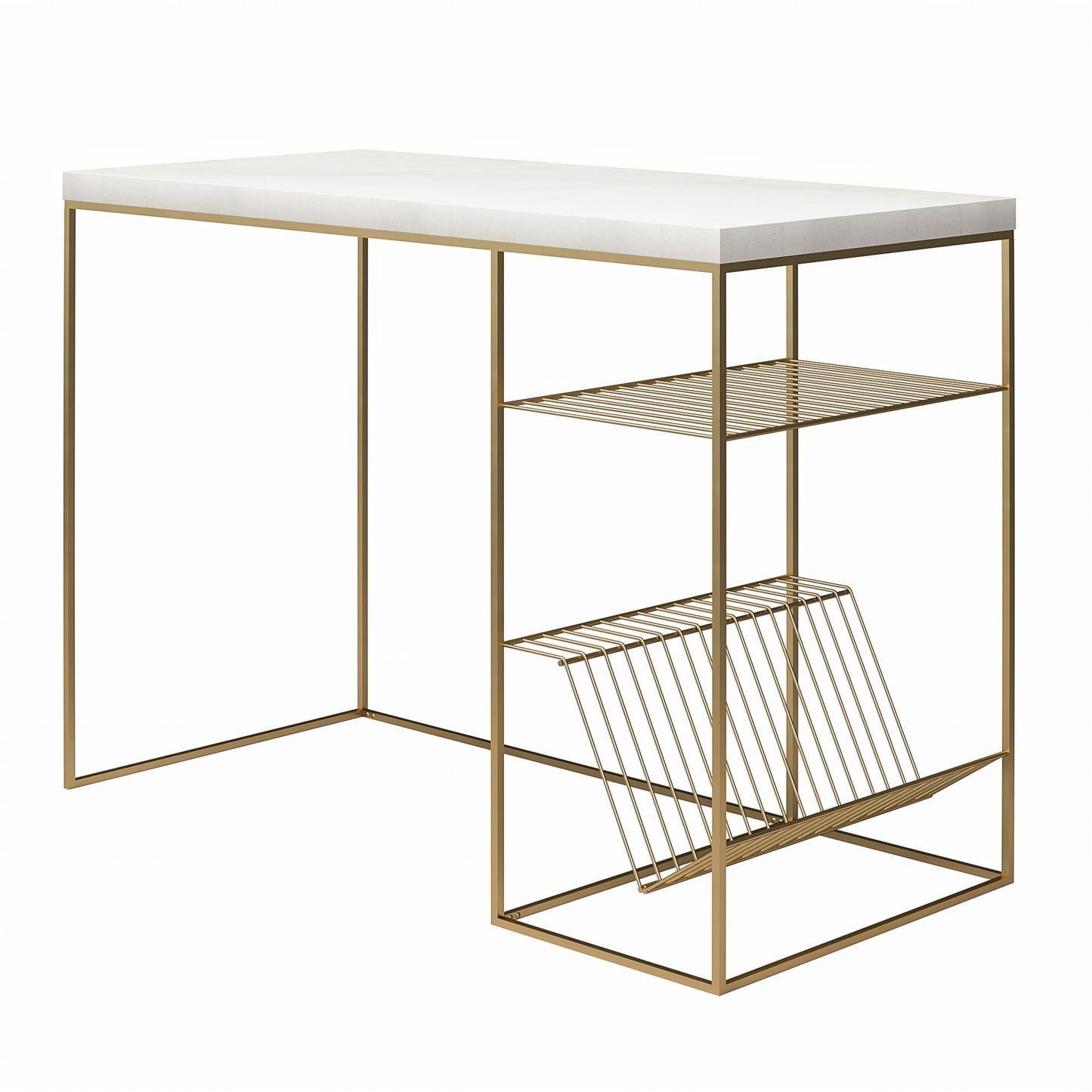 Neely Desk Mixed Media with Flat and Angled Shelves - Plaster