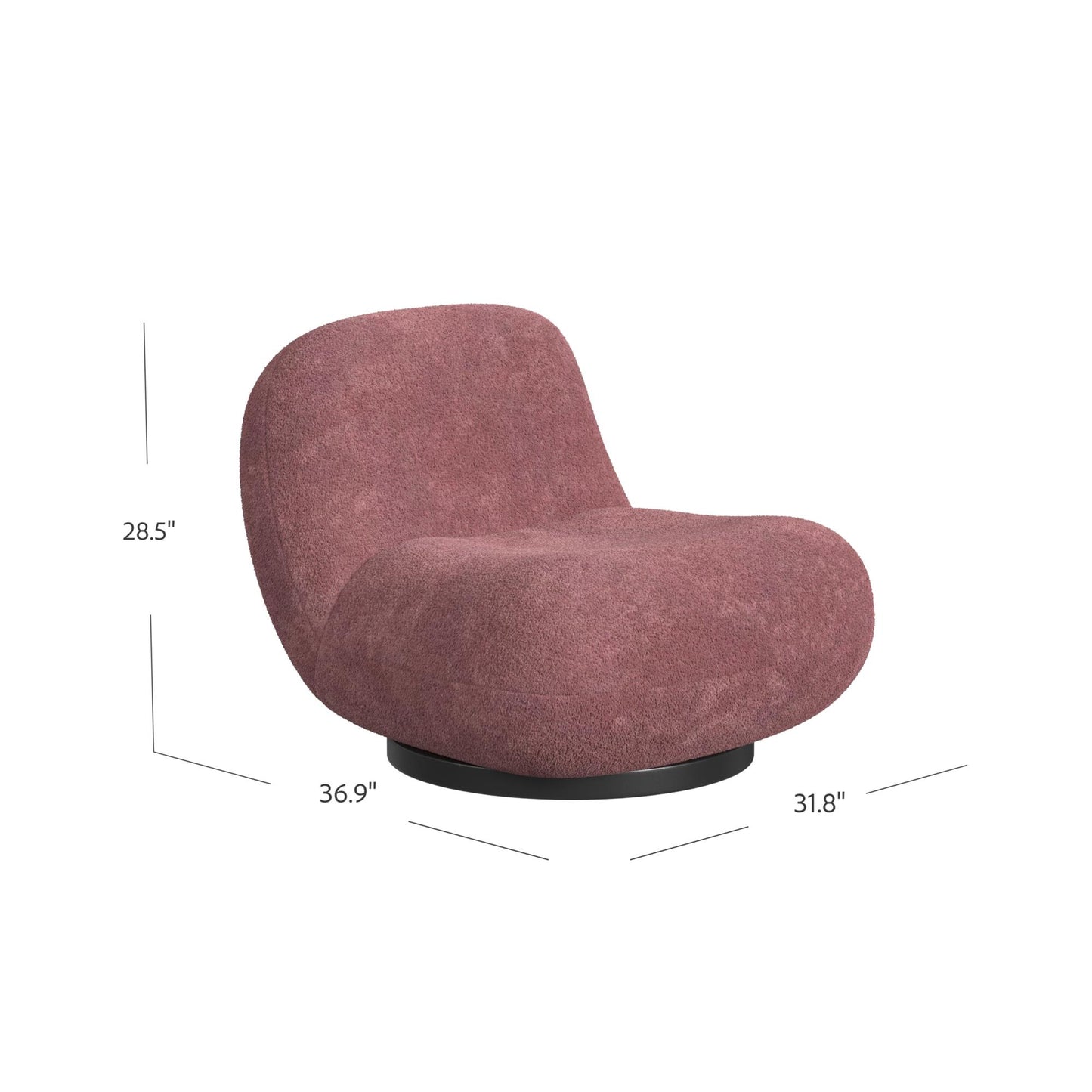Crosby Boucle Swivel Chair - Berry