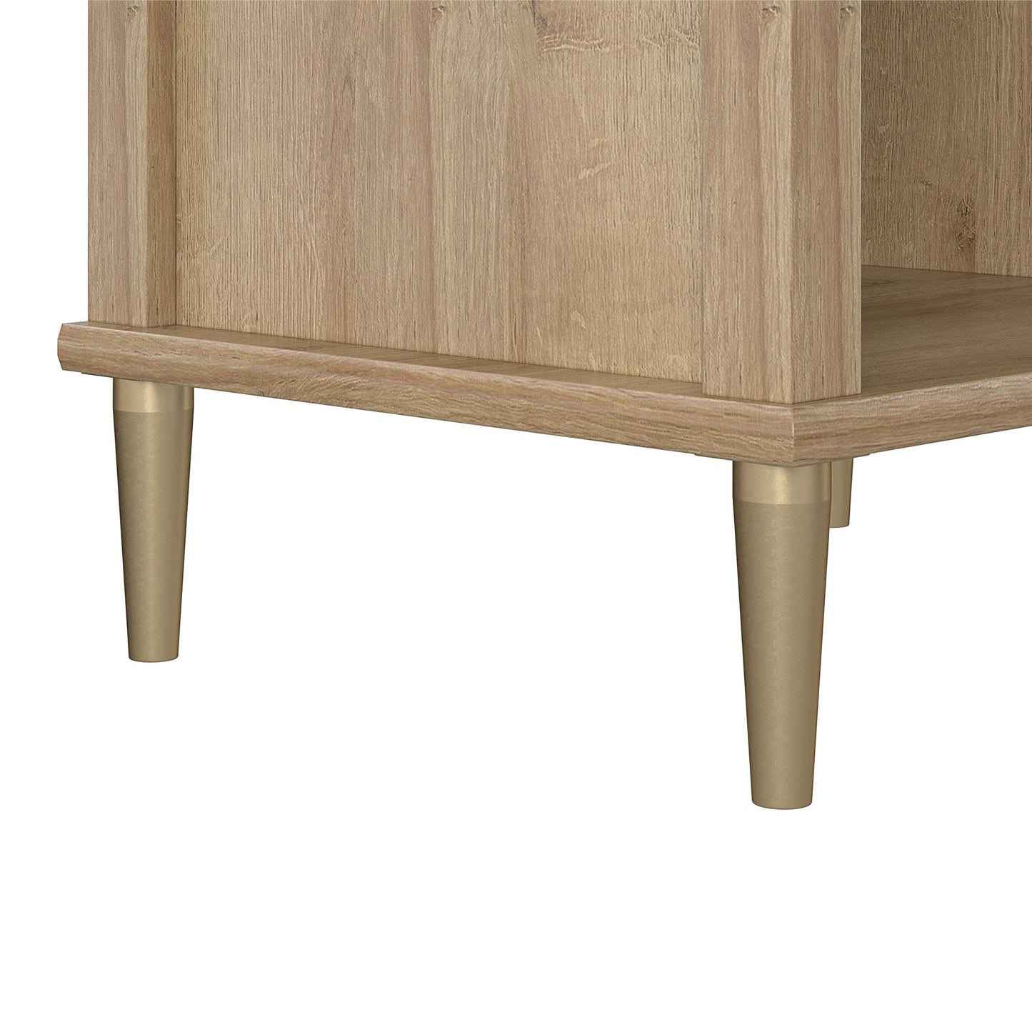 Shiloh Faux Rattan Nightstand with Drawer and Lower Shelf - Natural