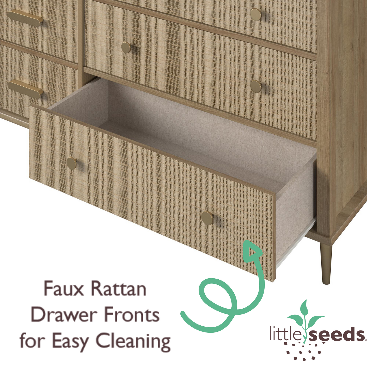 Shiloh Faux Rattan Nightstand with Drawer and Lower Shelf - Natural