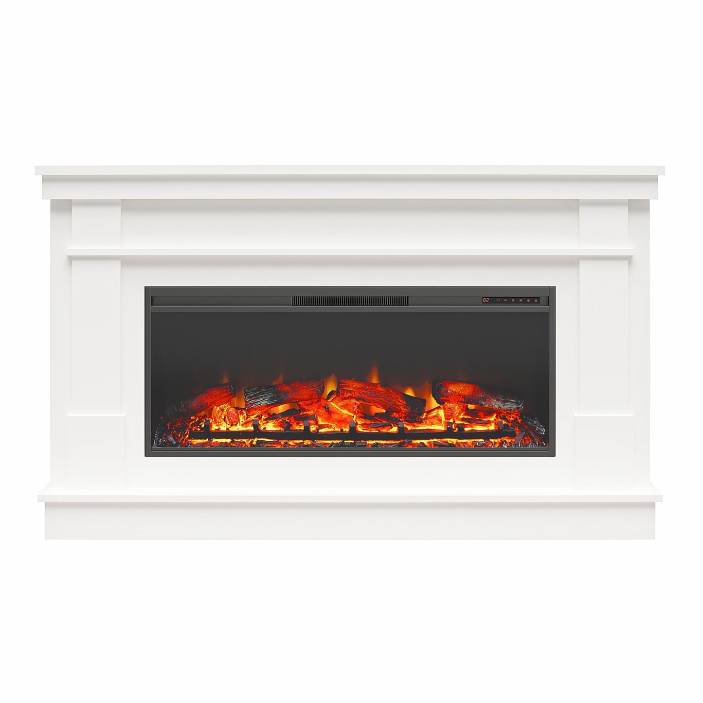 Elmcroft Wide Mantel with 43" Linear Fireplace Insert - White