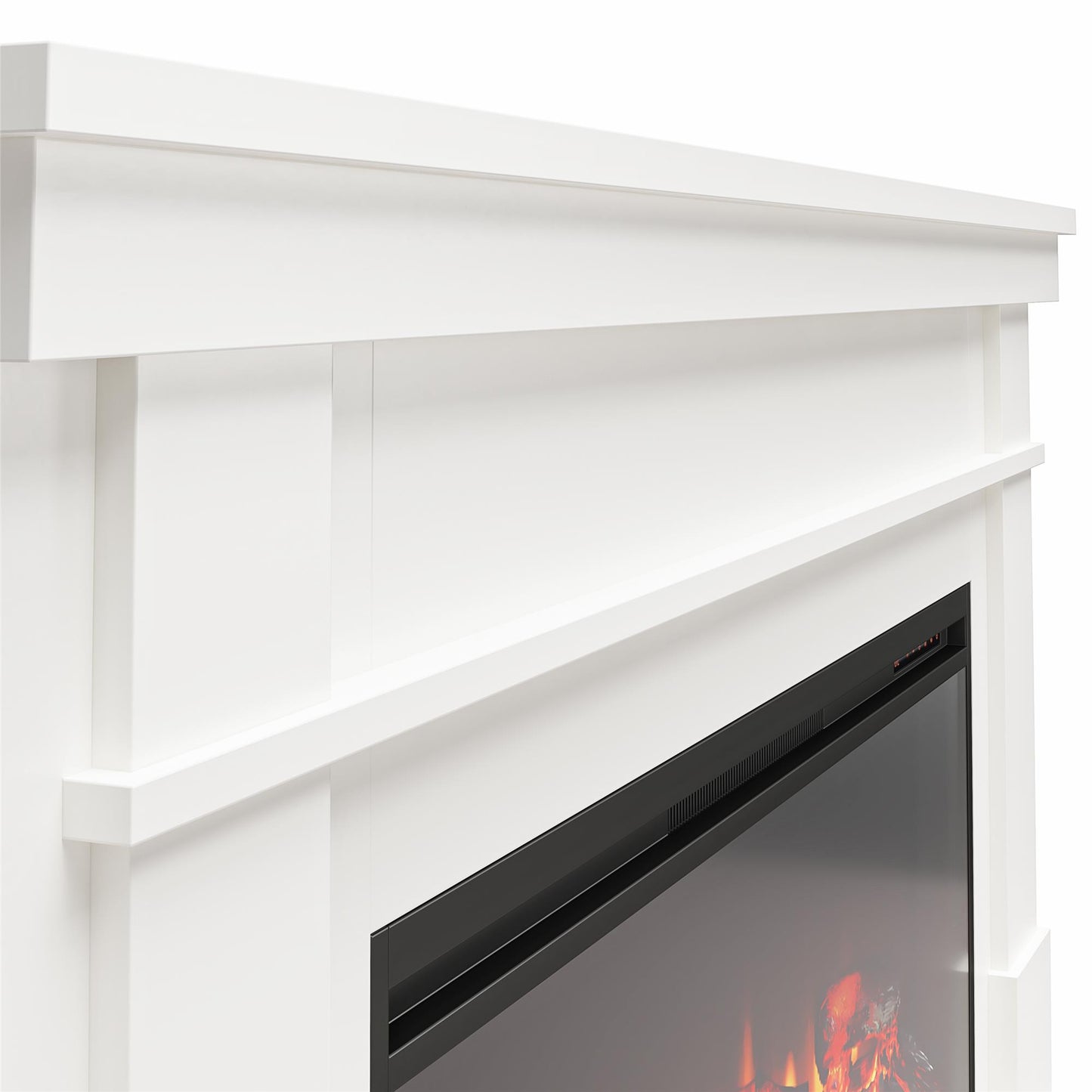 Elmcroft Wide Mantel with 43" Linear Fireplace Insert - White